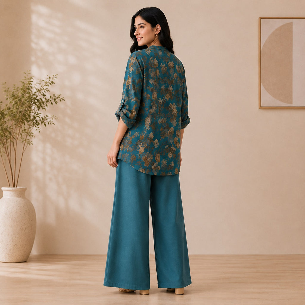 Binara Printed Western Shirt Style Stitched Co-Ord Set!. PCS# 25 Dress Code