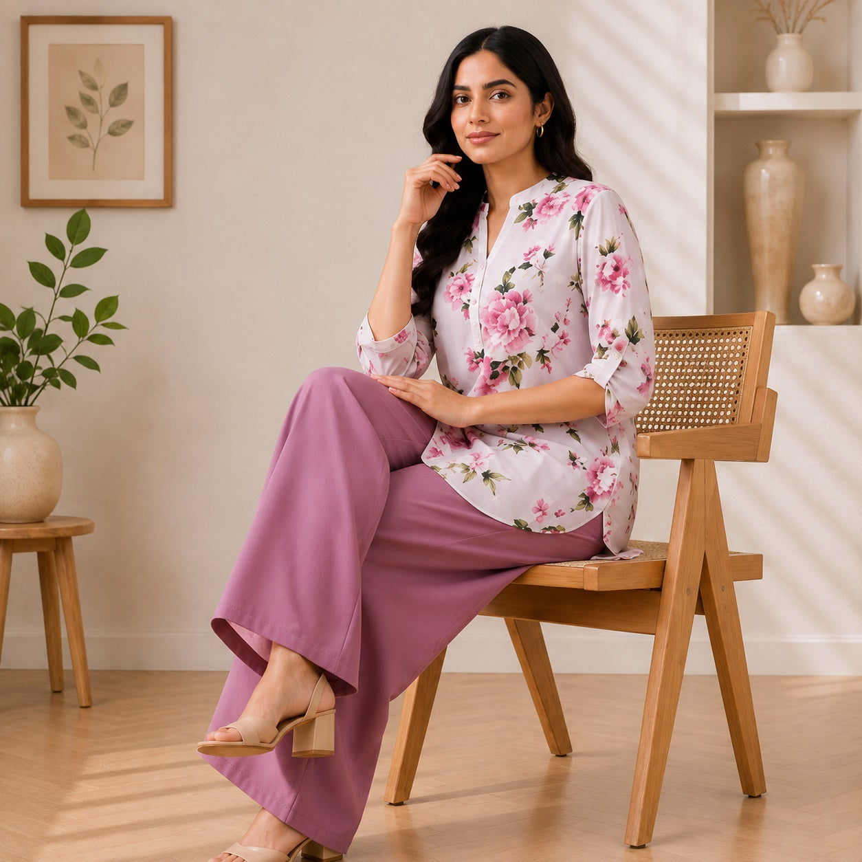 Binara Printed Western Shirt Style Stitched Co-Ord Set!. PCS# 36 Dress Code