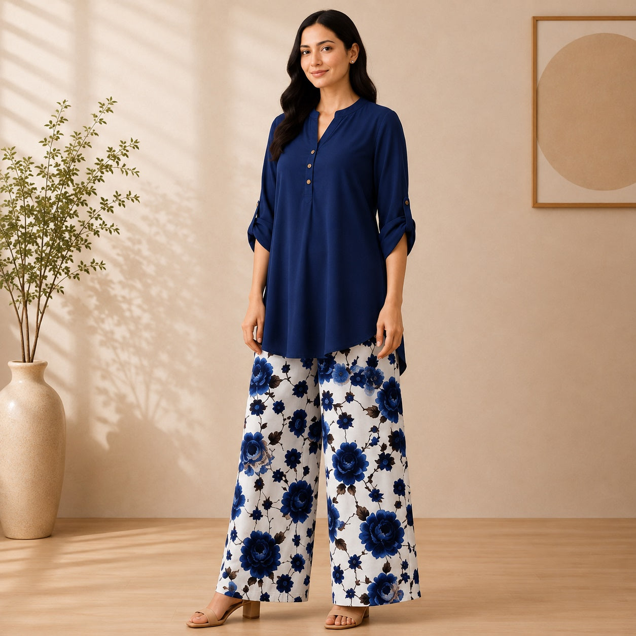 Binara Printed Western Shirt Style Stitched Co-Ord Set! PCS# 49 Dress Code