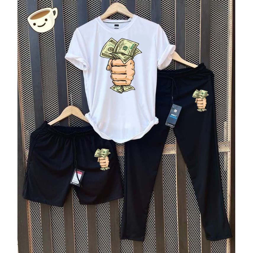 White Dollar Capture Bundle Of 3 Dry-Fit Premium Quality Summer Suit. Main image
