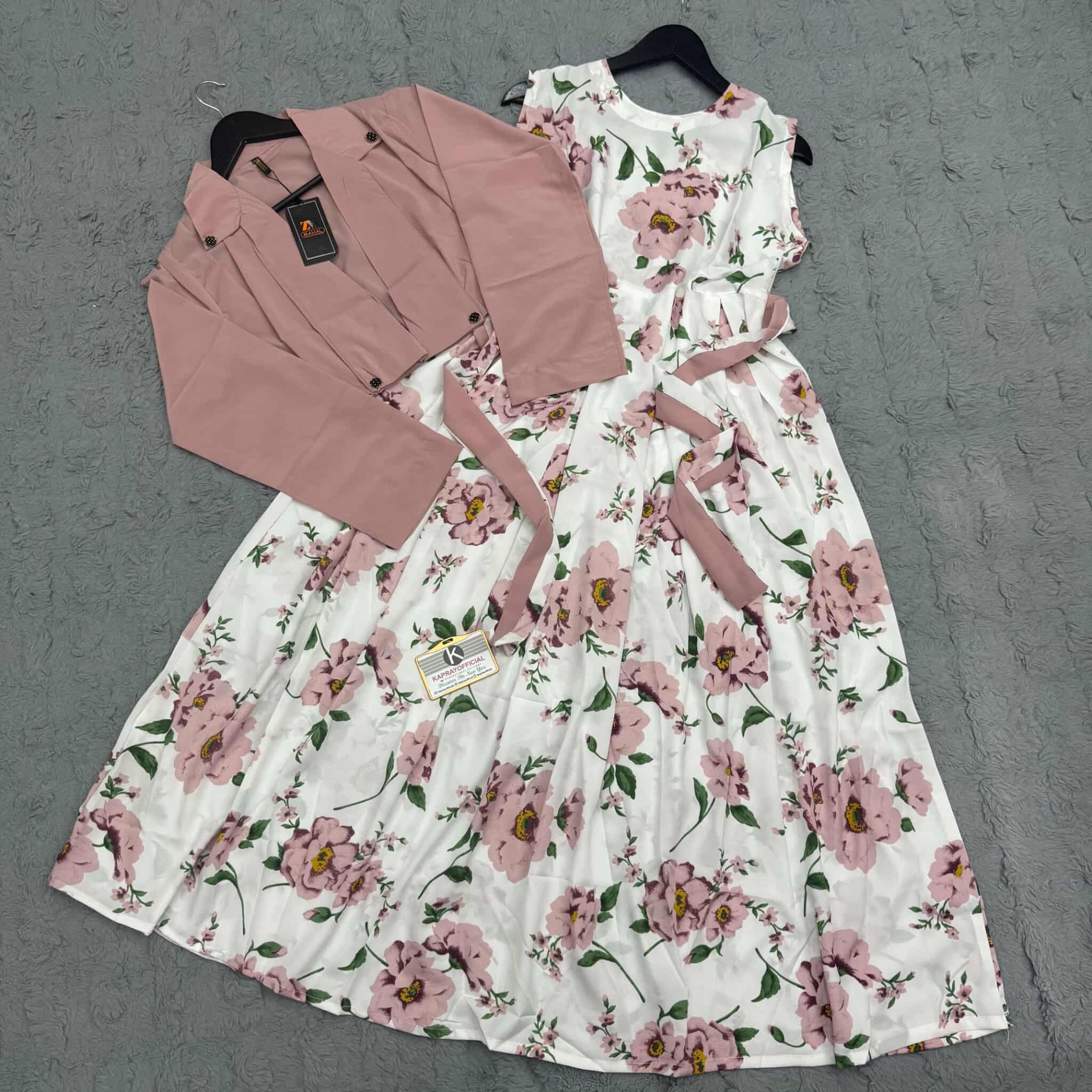 Short Koti & Printed Maxi Style Western 2-Pcs Stiched Suit. SKM-15 Main image