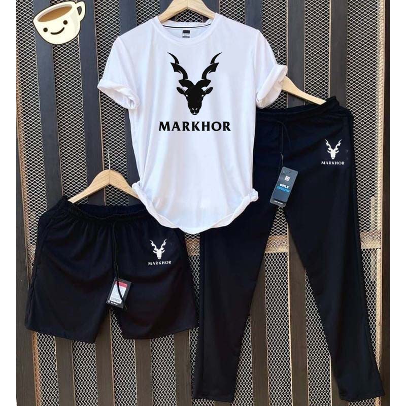 White Markhor Bundle Of 3 Dry-Fit Premium Quality Summer Suit. Main image