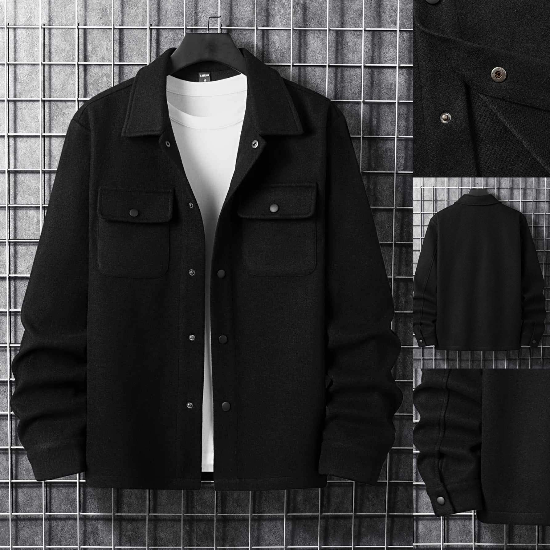 Double Pocket Collar Style Casual Fleece Winter Button Jacket MWJ-01-V2 Main image
