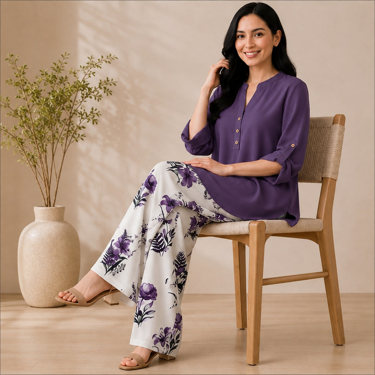 Binara Printed Western Shirt Style Stitched Co-Ord Set! PCS# 43 Dress Code