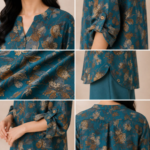 Binara Printed Western Shirt Style Stitched Co-Ord Set!. PCS# 25 Dress Code