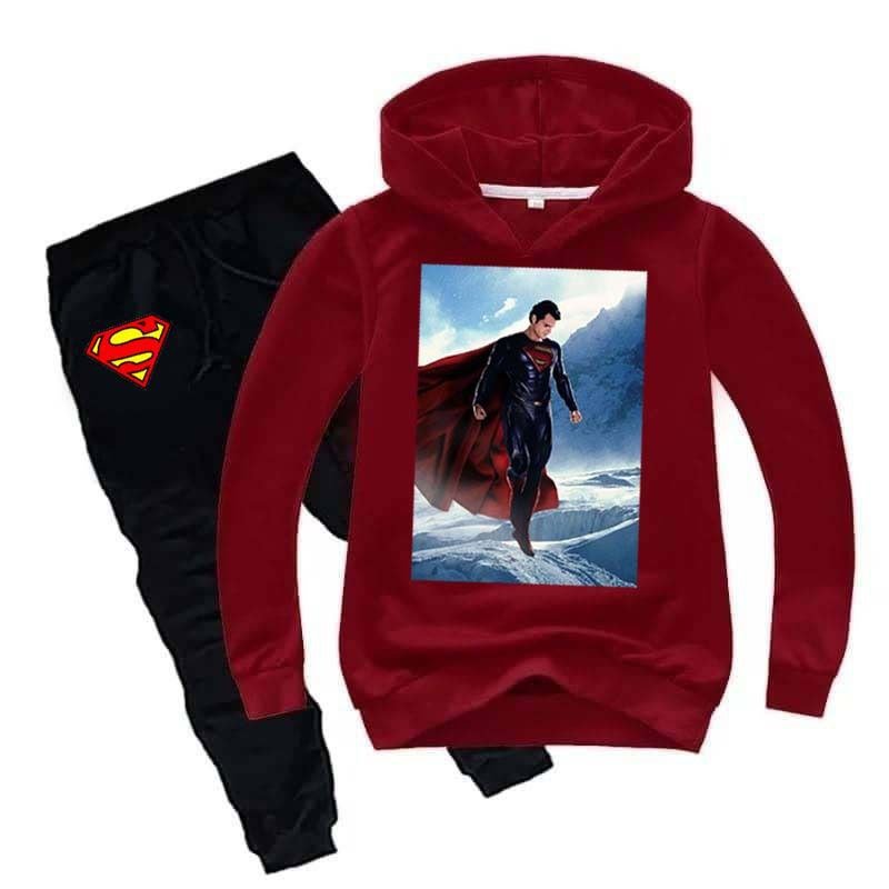 Kids Printed Super Man Hoodie Style 2-Pcs Winter Track-Suit. Secondary image