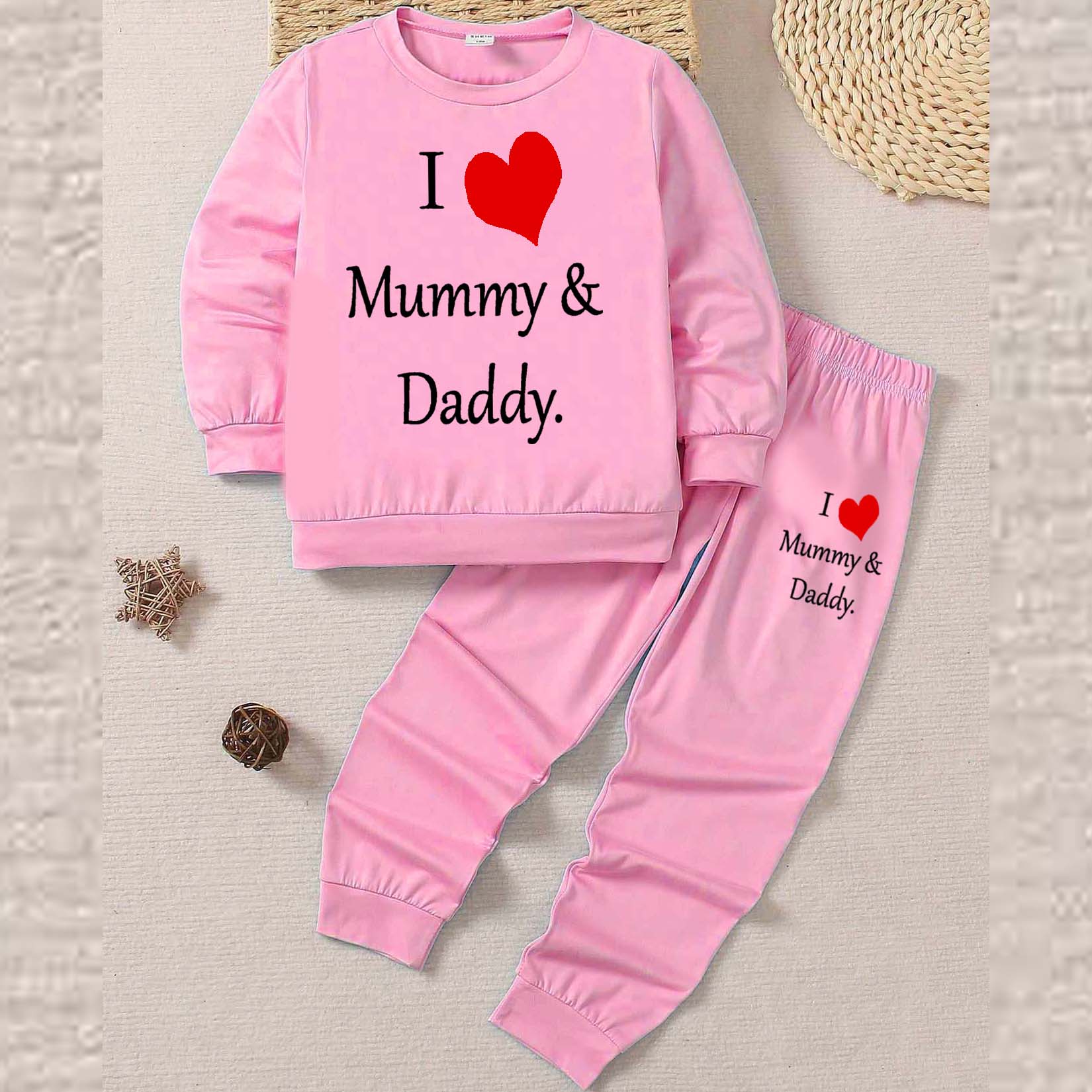 I Love D+M Kids Sweat Style 2-Pcs Summer Suit. (FTS+TR) Secondary image
