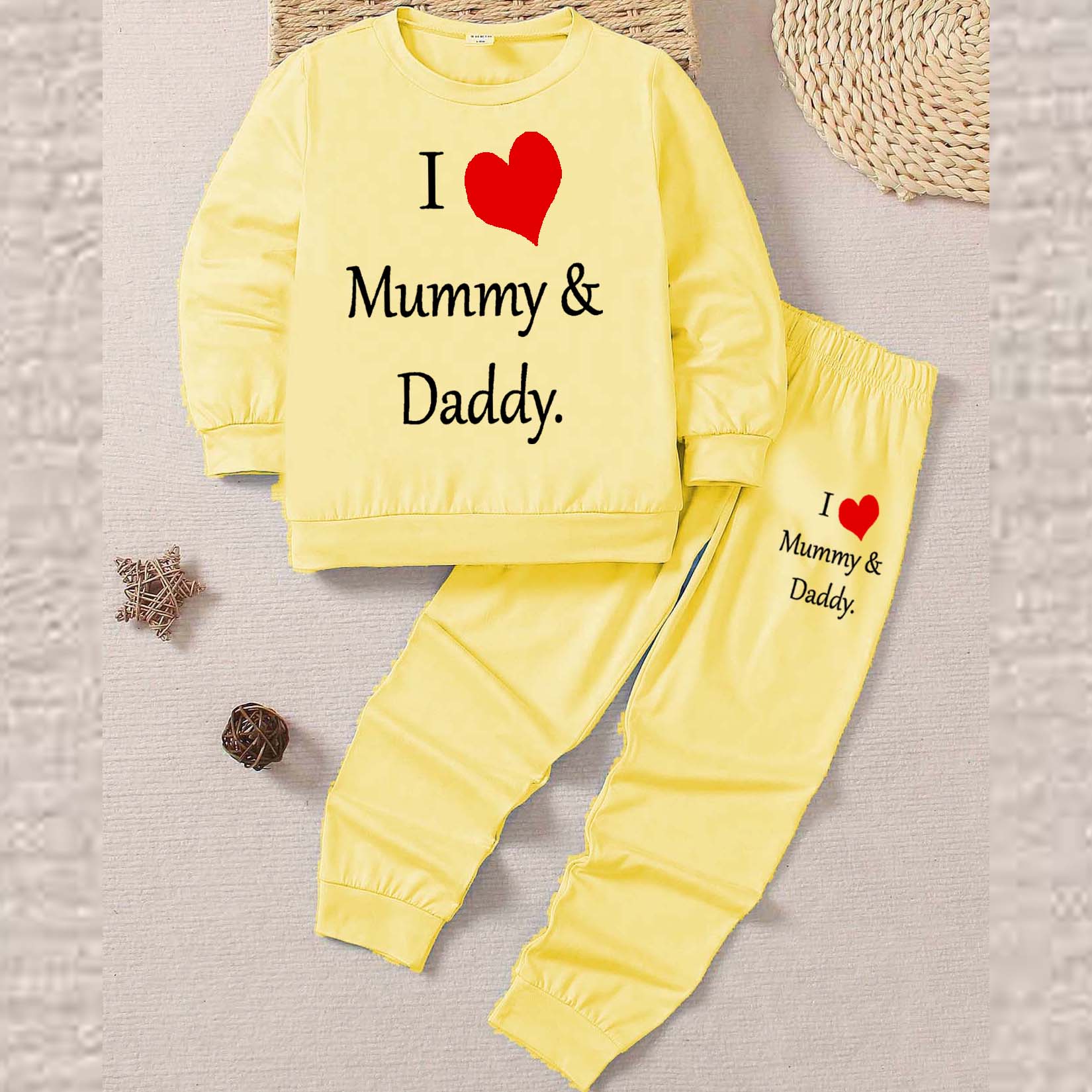 I Love D+M Kids Sweat Style 2-Pcs Summer Suit. (FTS+TR) Main image