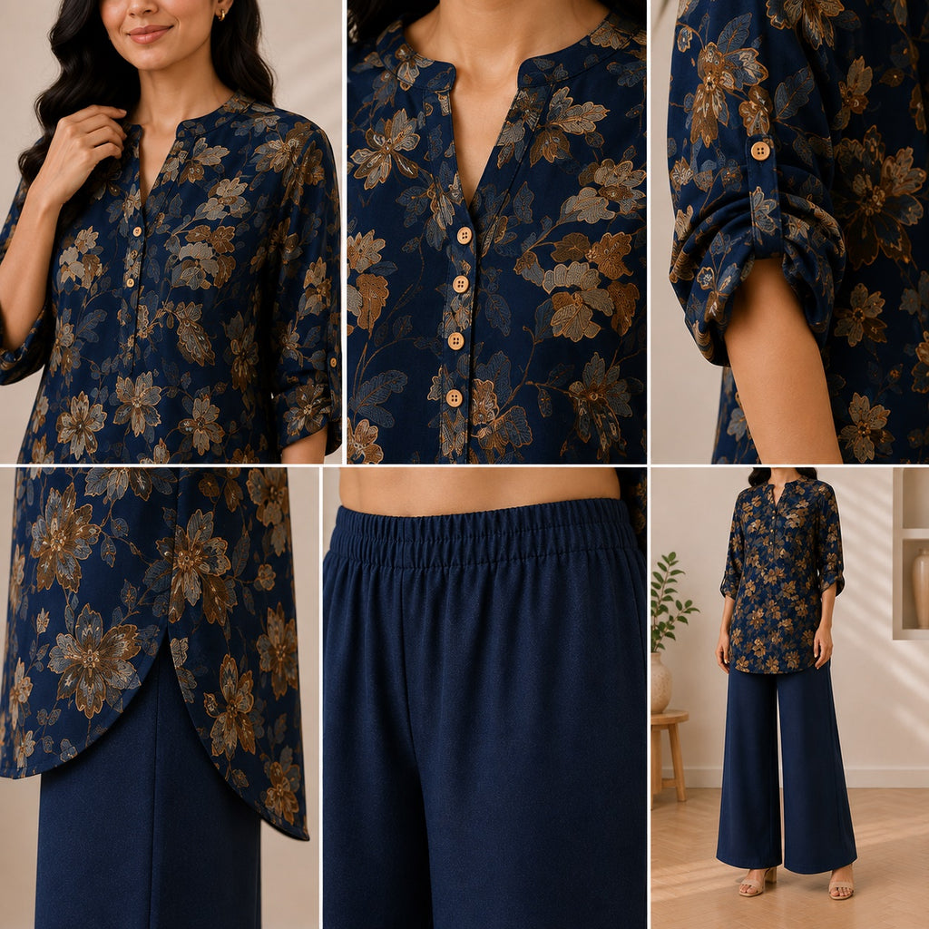 Binara Printed Western Shirt Style Stitched Co-Ord Set! PCS# 40 Dress Code