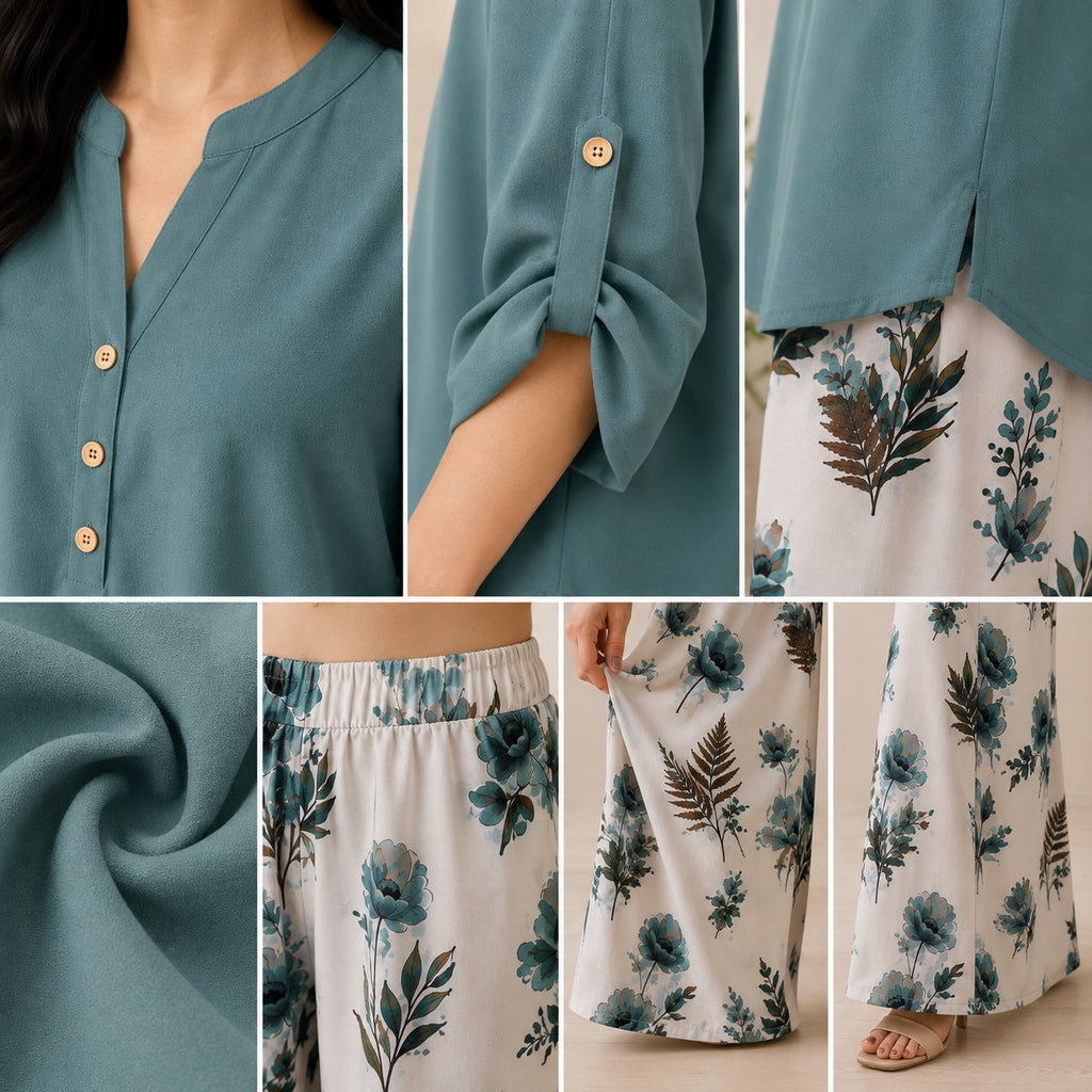 Binara Printed Western Shirt Style Stitched Co-Ord Set!. PCS# 23 Dress Code
