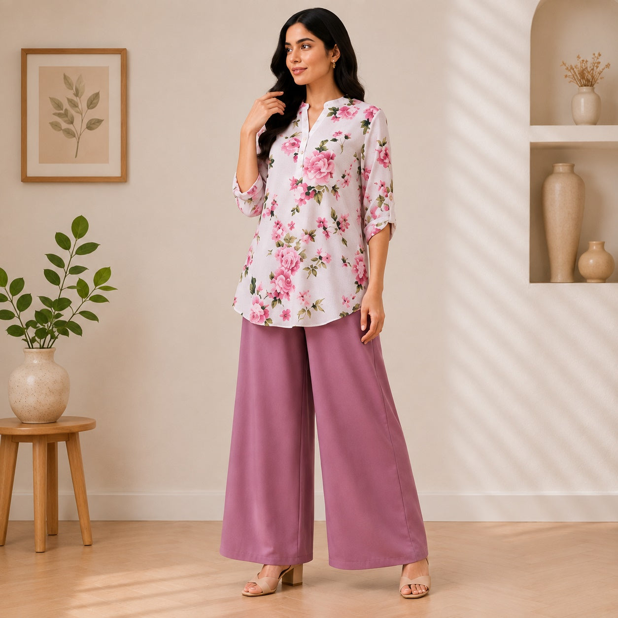 Binara Printed Western Shirt Style Stitched Co-Ord Set!. PCS# 36 Dress Code
