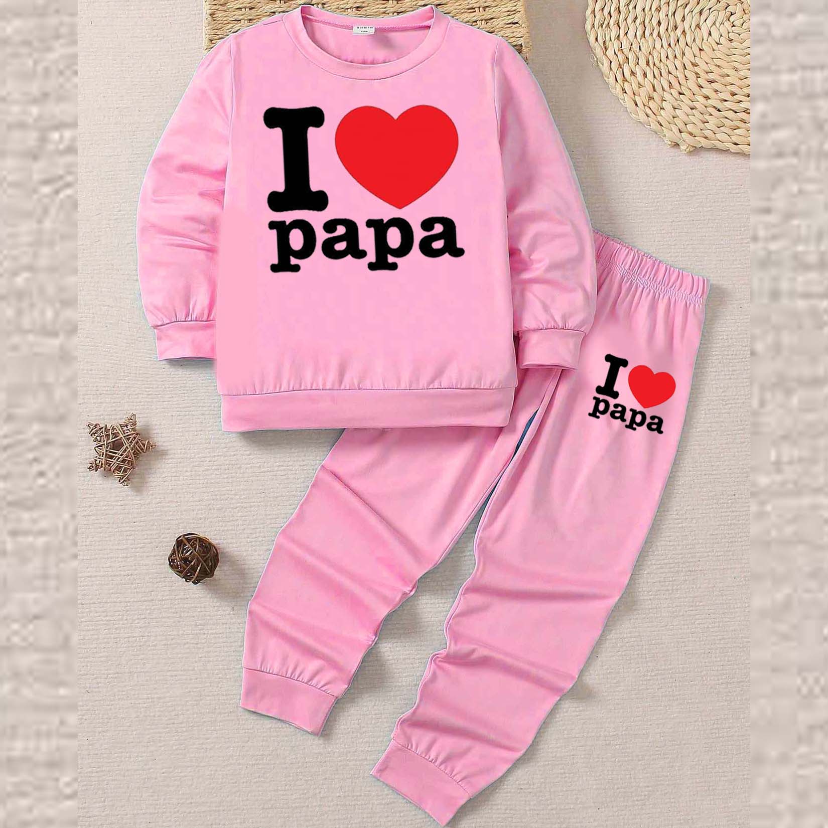 I Love PAPA Kids Sweat Style 2-Pcs Summer Suit. (FTS+TR) Main image