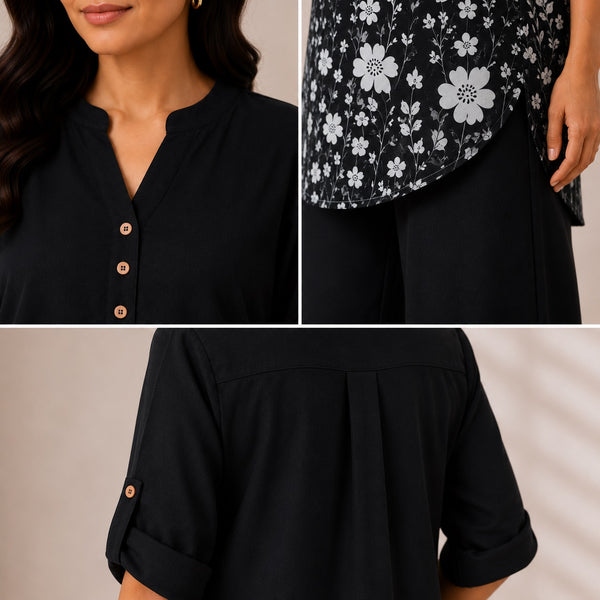 Binara Printed Western Shirt Style Stitched Co-Ord Set! PCS# 37 Dress Code