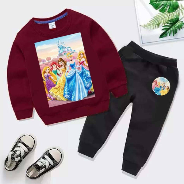 Kids Barbie Doll Printed Sweat-Shirt Style 2-Pcs Winter Track-Suit.