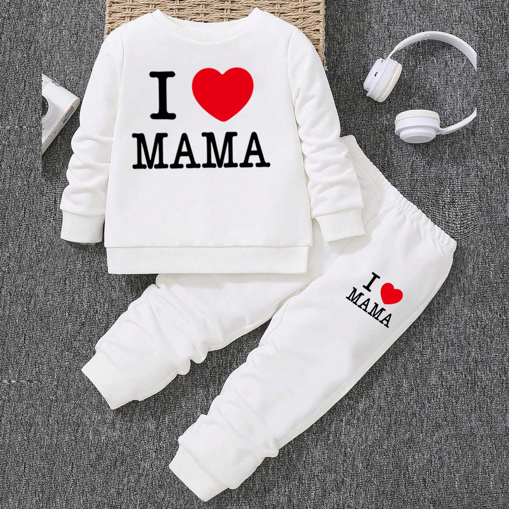 I Love MAMA Kids Sweat Style 2-Pcs Summer Suit. (FTS+TR) Secondary image