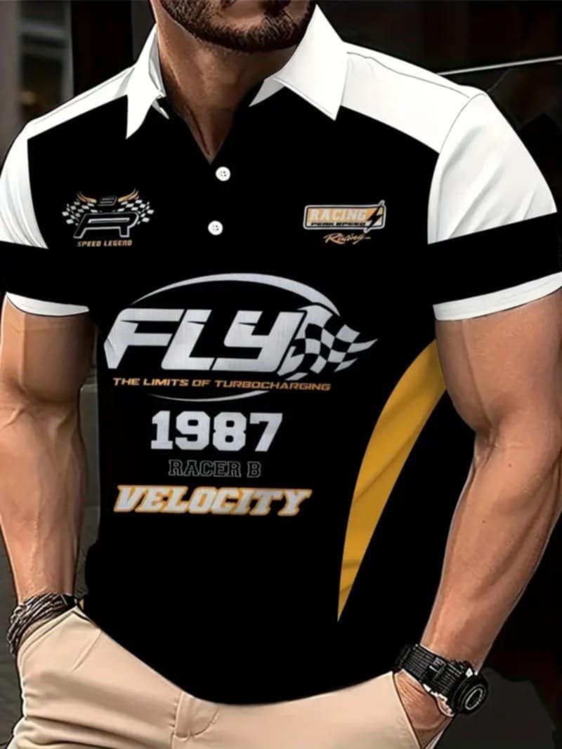 Dry-Fit 3D FLY-1987 Printed Style Half-Sleeve Polo Summer Tshirt. MS3DP-17 V2 Secondary image