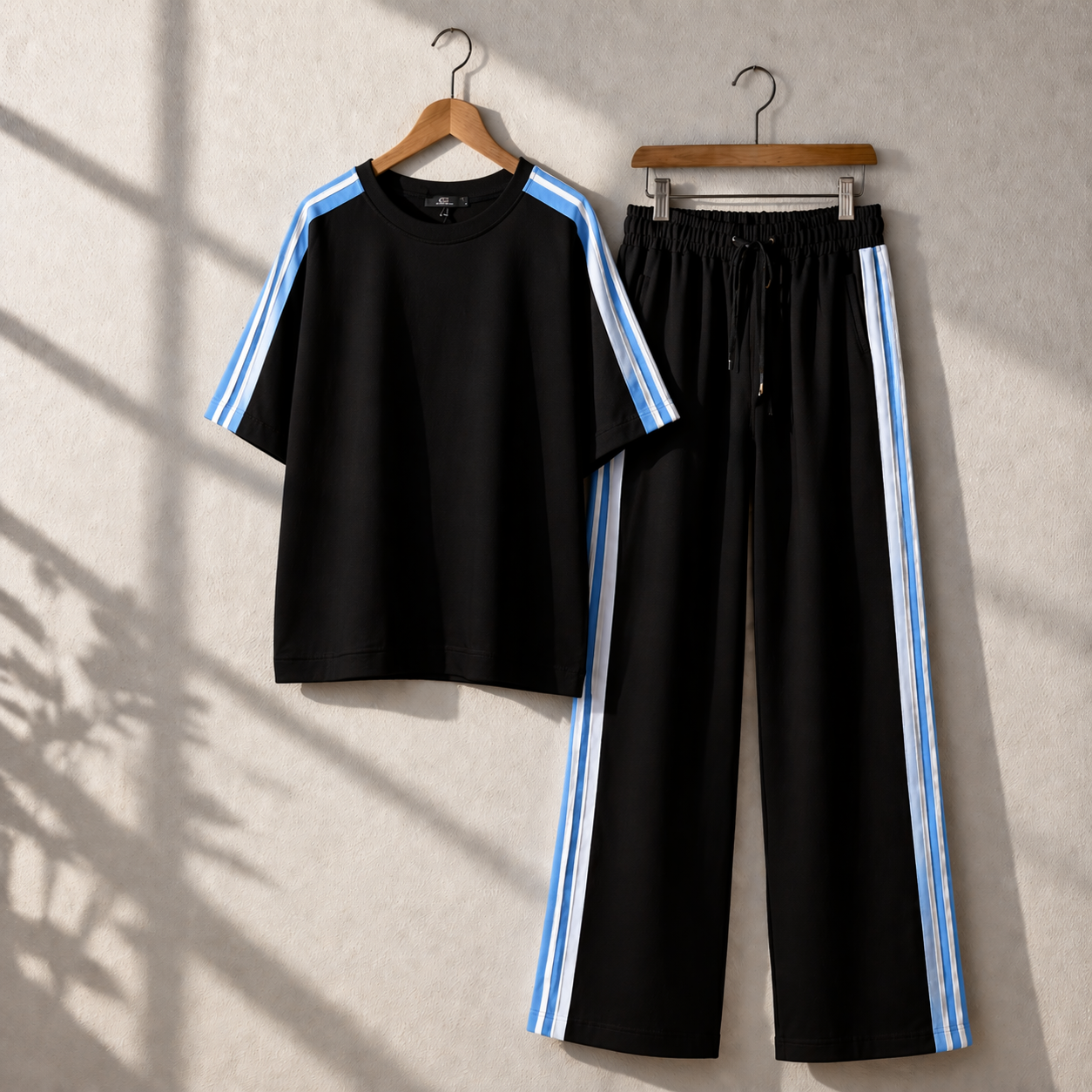 Drop-Shoulder Stripe Style 2-Pcs Summer Dry-Fit Tracksuit For Her. WSTS-04 V3 Secondary image