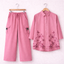Pink Cotton Embroidered Western Shirt & Cargo Style 2-Pcs Stiched Co-Ord Set. KML-01