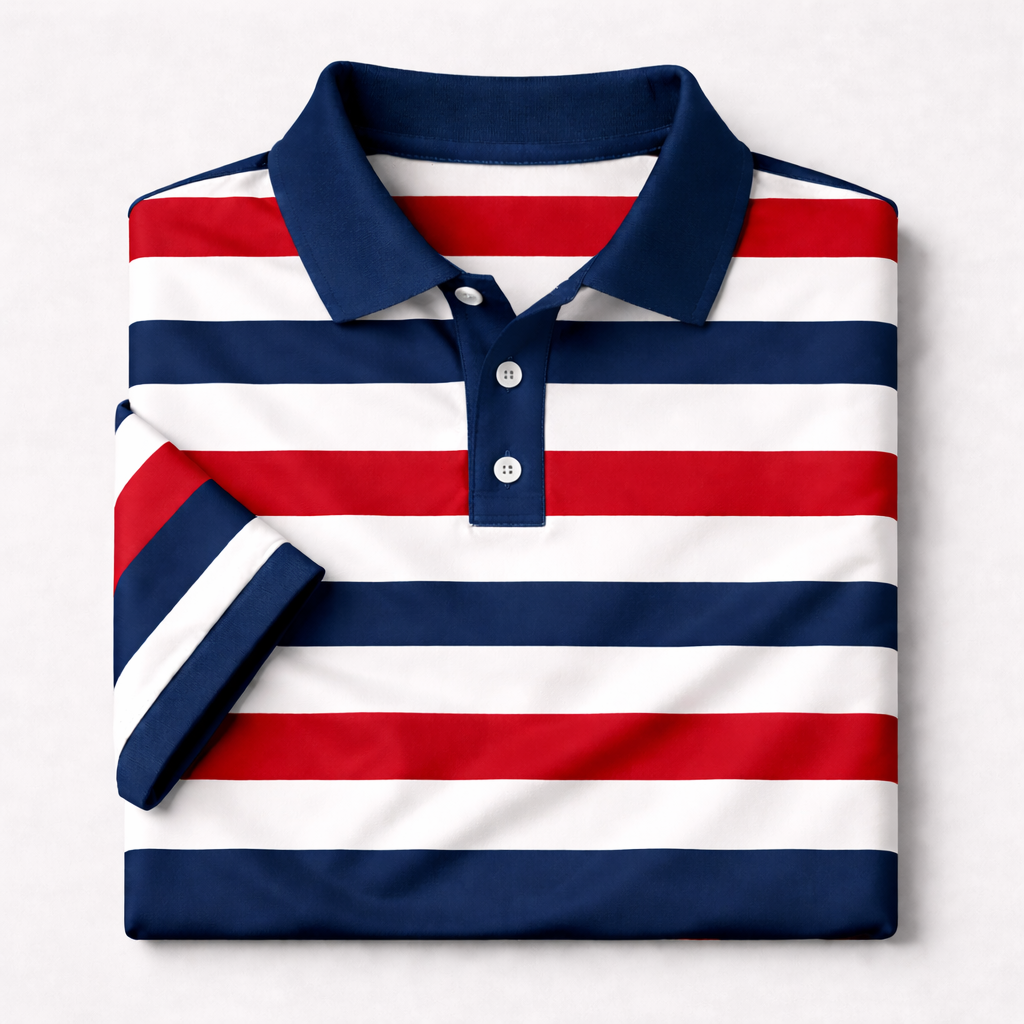 Dry-Fit 3D Stripe Printed Style Half-Sleeve Polo Summer Tshirt. MS3DP-104 V2 Main image
