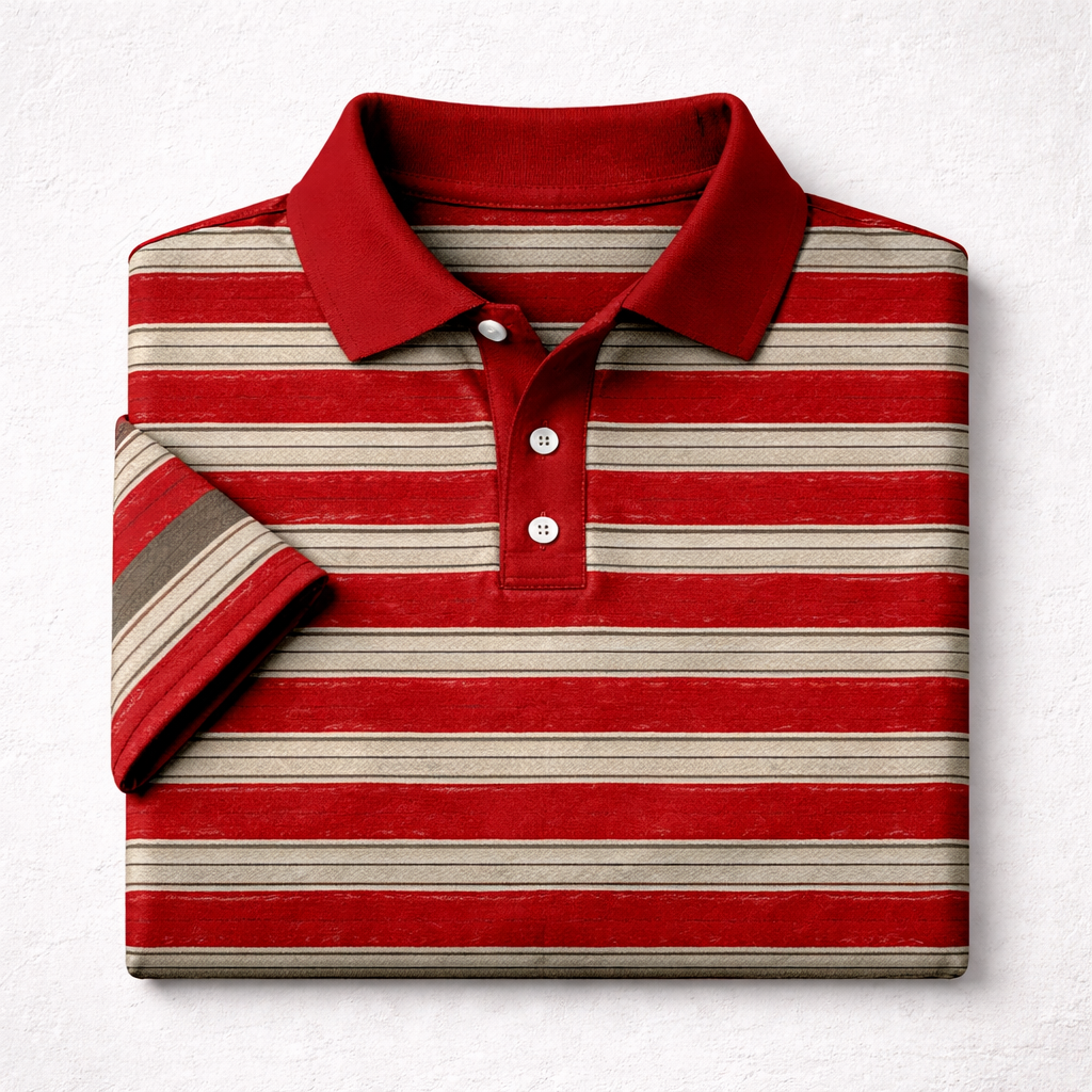 Dry-Fit 3D Stripe Printed Style Half-Sleeve Polo Summer Tshirt. MS3DP-102 V2 Main image