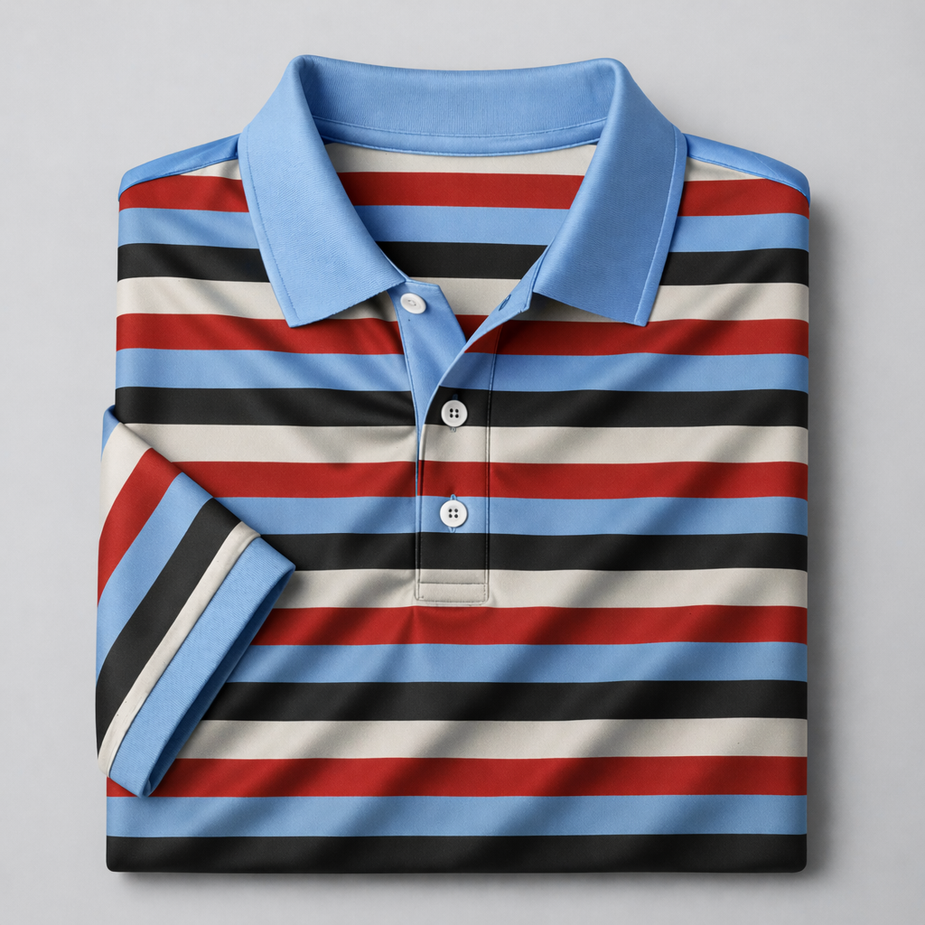 Dry-Fit 3D Stripe Printed Style Half-Sleeve Polo Summer Tshirt. MS3DP-105 V2 Main image