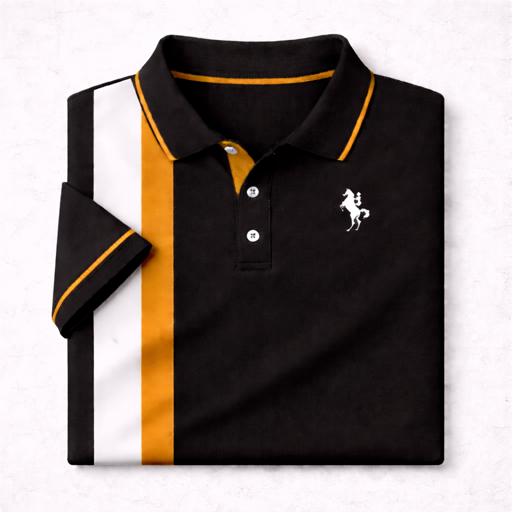 Dry-Fit 3D Stripe Printed Style Half-Sleeve Polo Summer Tshirt. MS3DP-12 V2 Main image