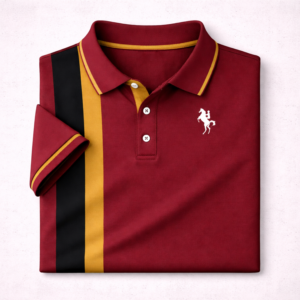 Maroon Dry-Fit 3D Stripe Printed Style Half-Sleeve Polo Summer Tshirt. MS3DP-13 V2 Main image