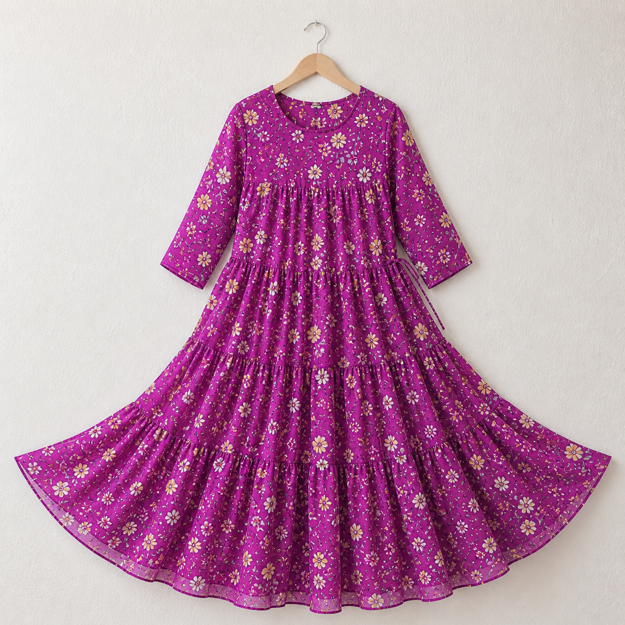 Atlantic Printed Shafoon Long Patch-Work Style Maxi. ZESM-01 Secondary image
