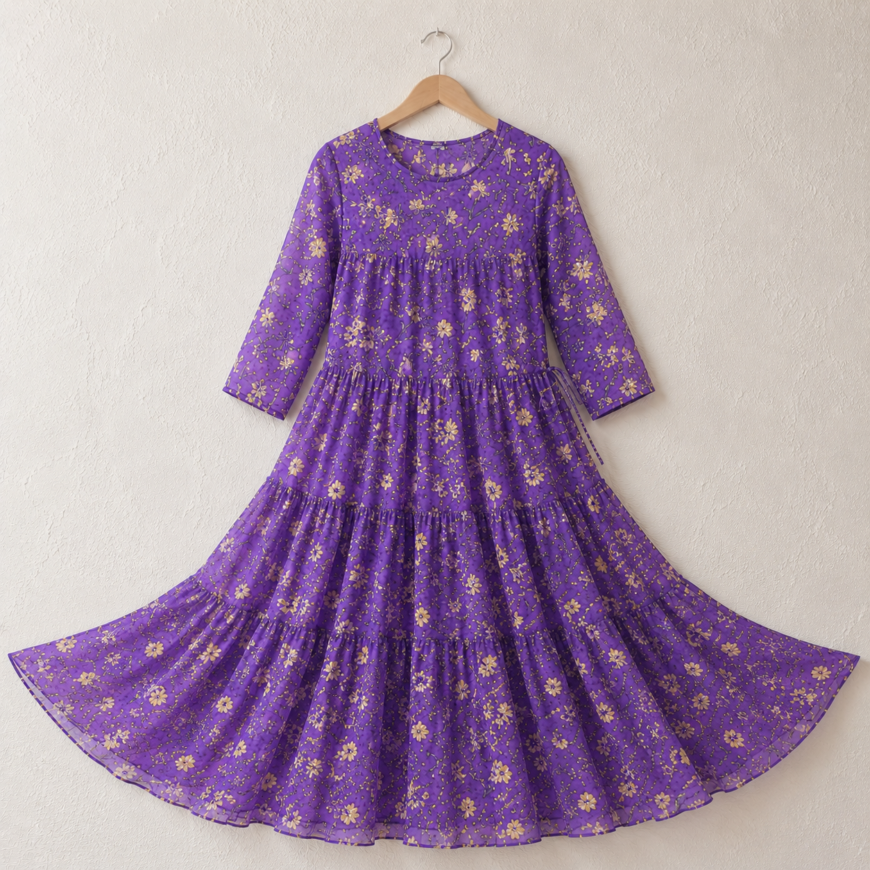 Atlantic Printed Shafoon Long Patch-Work Style Maxi. ZESM-01
