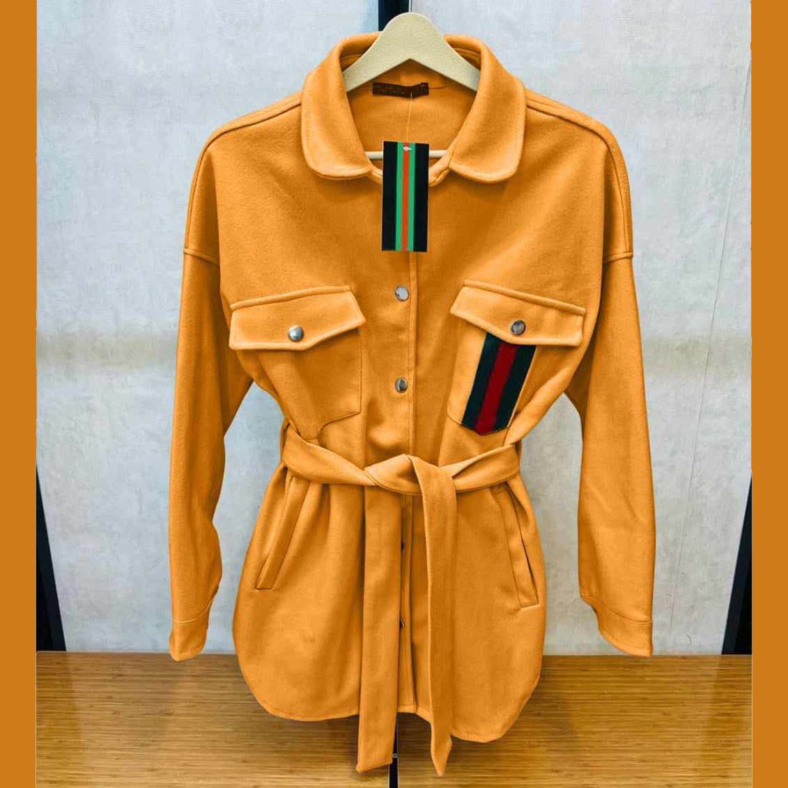 Collar Style 4-Pocket Long Winter Fleece Coat. WCC-02 Main image