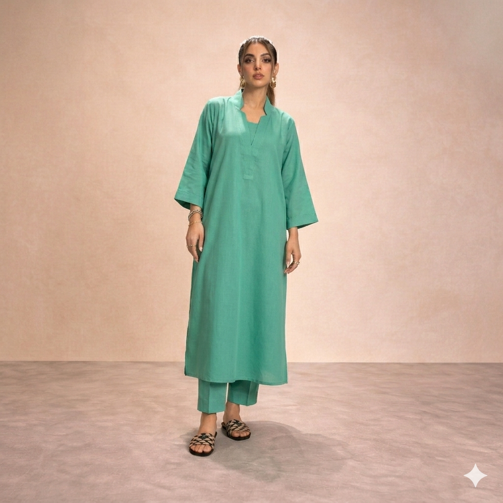 Arizona Long Length Cross Neck Style 2-Pcs Stiched Suit. Main image