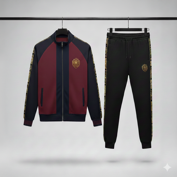 Lion Printed Patch-Work Jacket Style 2-Pcs Winter Tracksuit. D-22 V2