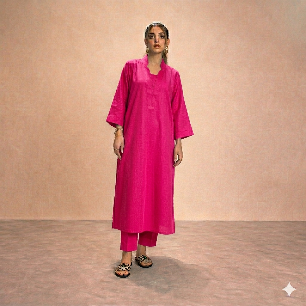 Arizona Long Length Cross Neck Style 2-Pcs Stiched Suit. Secondary image