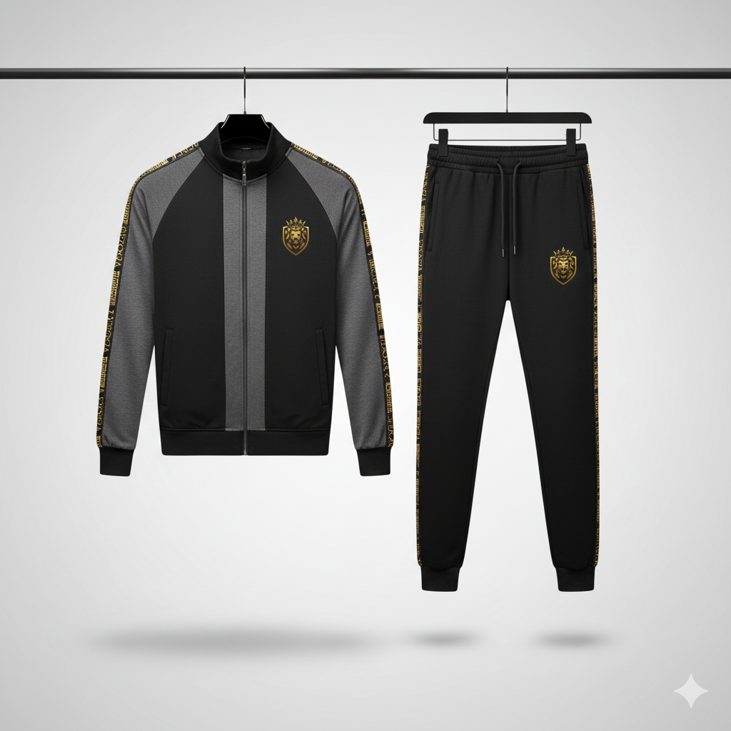 Lion Printed Patch-Work Jacket Style 2-Pcs Winter Tracksuit. D-22 V2 Main image