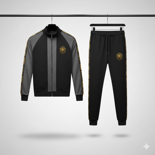 Lion Printed Patch-Work Jacket Style 2-Pcs Winter Tracksuit. D-22 V2