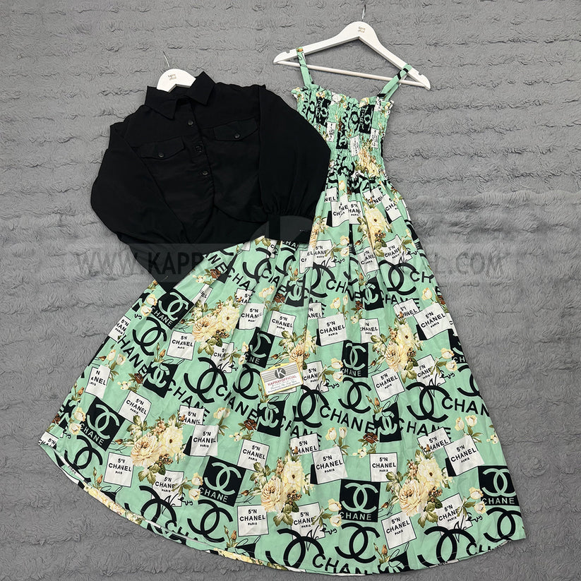Short Koti & Printed Smoky Maxi Style Western 2-Pcs Stiched Suit. SKM-14 Main image