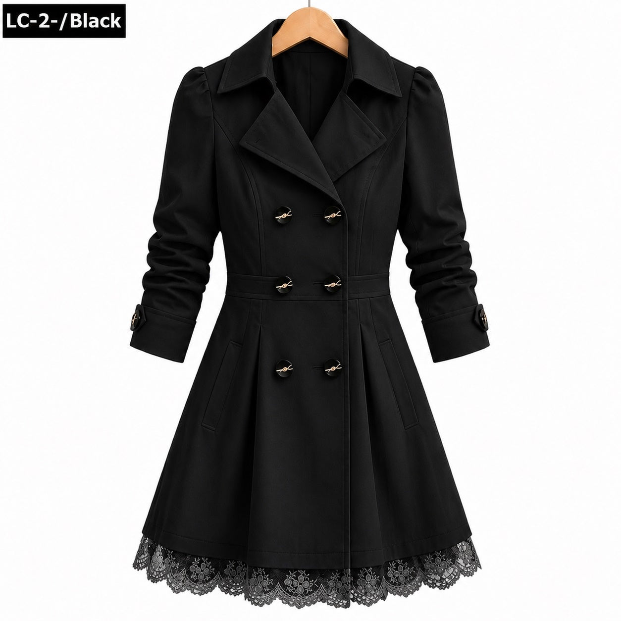 Lace Style Korean Trench Coat For Winter's. Main image