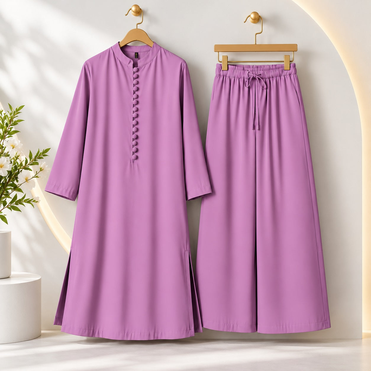 Karizma Solid Long Shirt & Plazo Style 2-Pcs Stiched Co-Ord Set. Secondary image