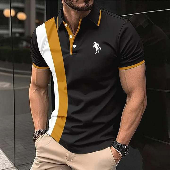 Dry-Fit 3D Stripe Printed Style Half-Sleeve Polo Summer Tshirt. MS3DP-12 Main image
