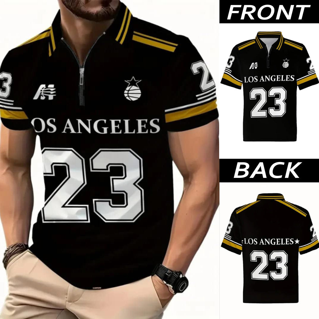 Dry-Fit 3D LA-23 Printed Style Half-Sleeve Polo Summer Tshirt. MS3DP-15 Main image
