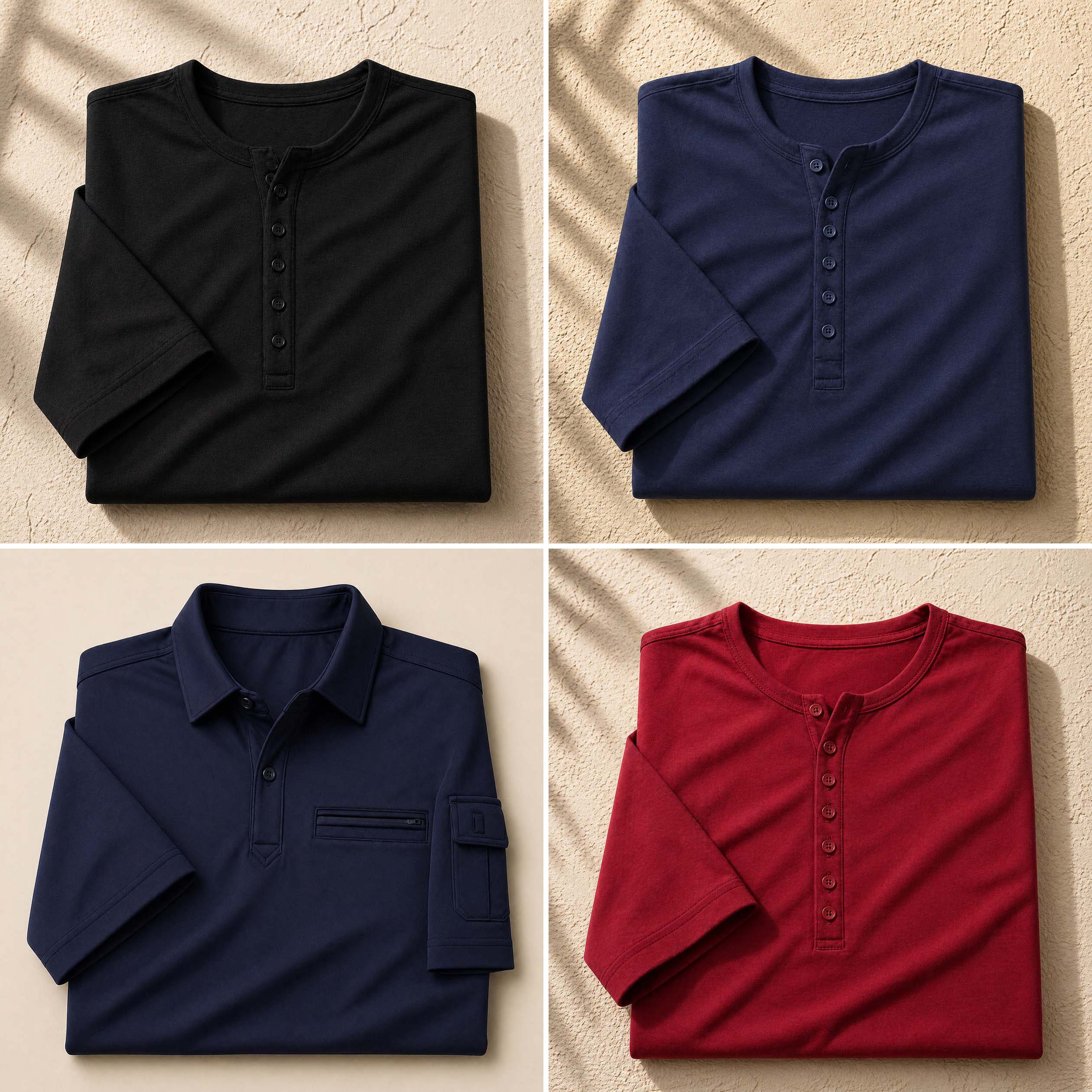 Bundle Of 4 Designer Summer Tshirt's MSDTS-12 Black-Blue-Maroon & 9-Blue Main image