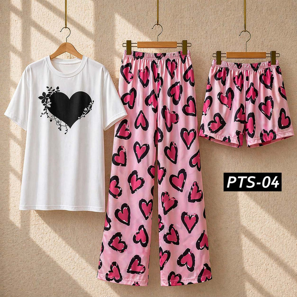 Funky Printed 3-Pcs Summer Launge & Night Wear Suit.
