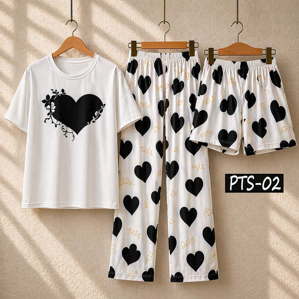 Funky Printed 3-Pcs Summer Launge & Night Wear Suit.