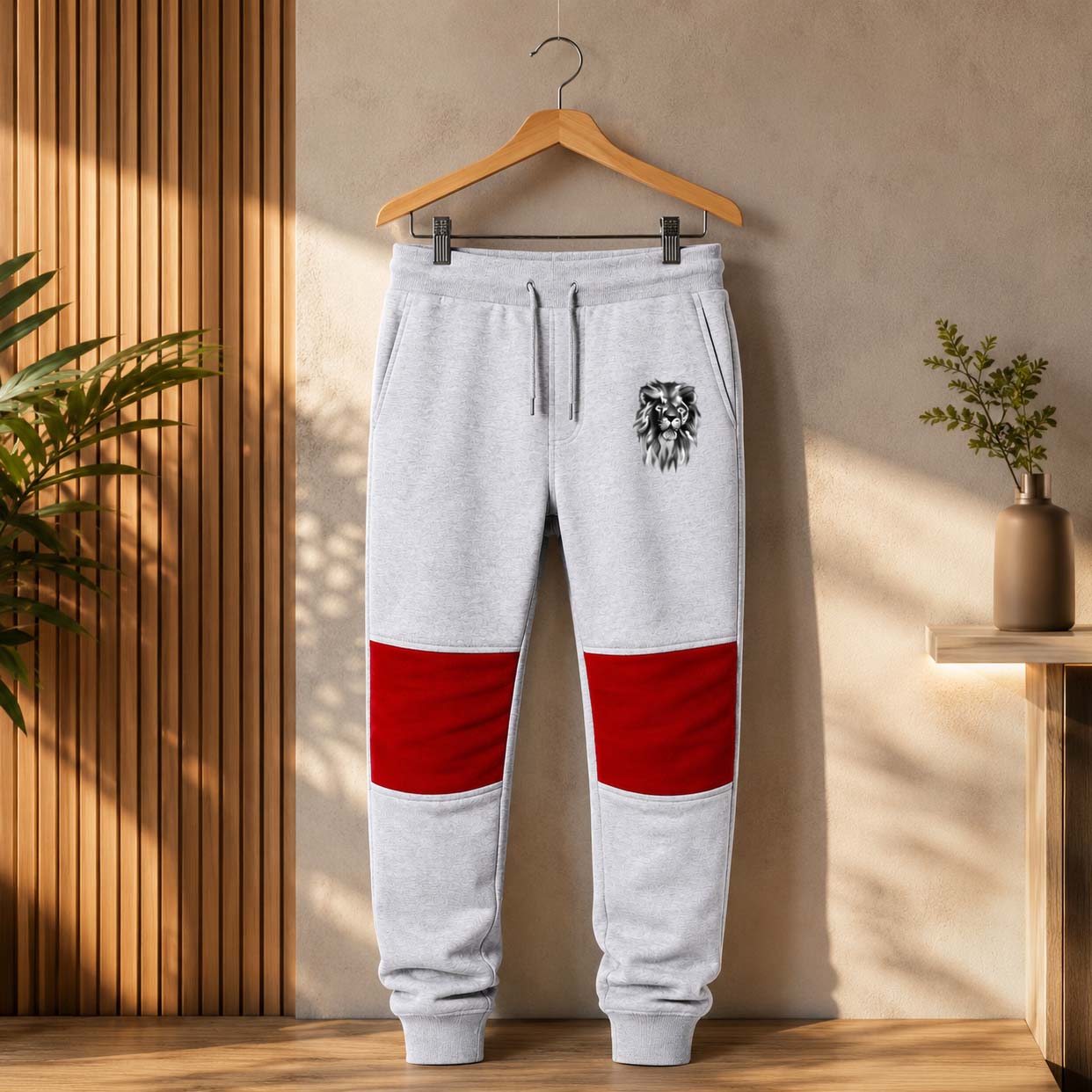 Grey Lion Printed Red-Patch Trouser. Main image