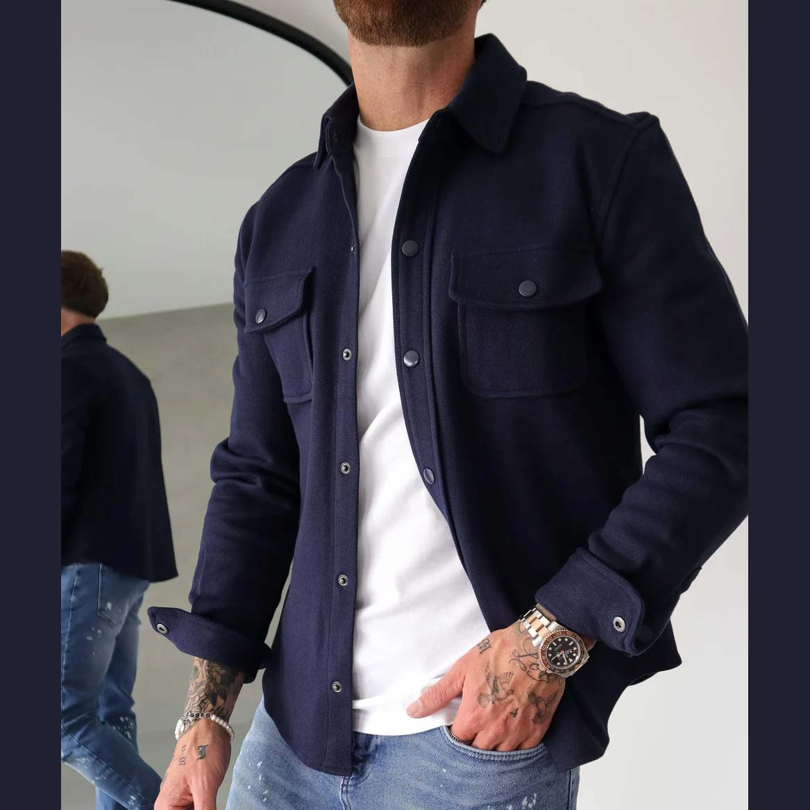 4-Pocket Button Jacket Style Overshirt For Winter's. MWJ-401 V4 Secondary image