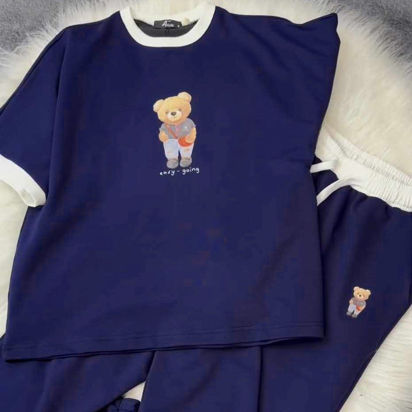 Bear Going Drop-Shoulder Style 2-Pcs Summer Dry-Fit Tracksuit For Her. WSTS-03