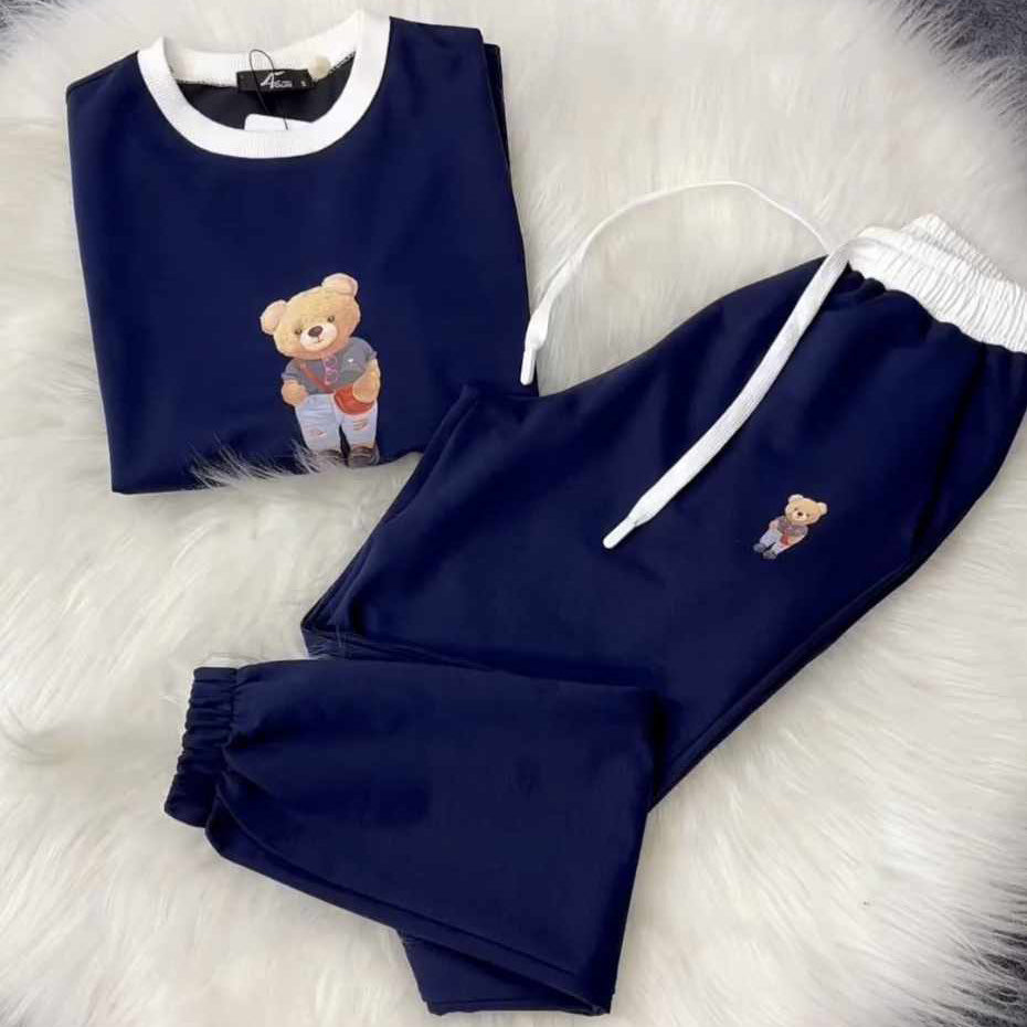 Bear Going Drop-Shoulder Style 2-Pcs Summer Dry-Fit Tracksuit For Her. WSTS-03