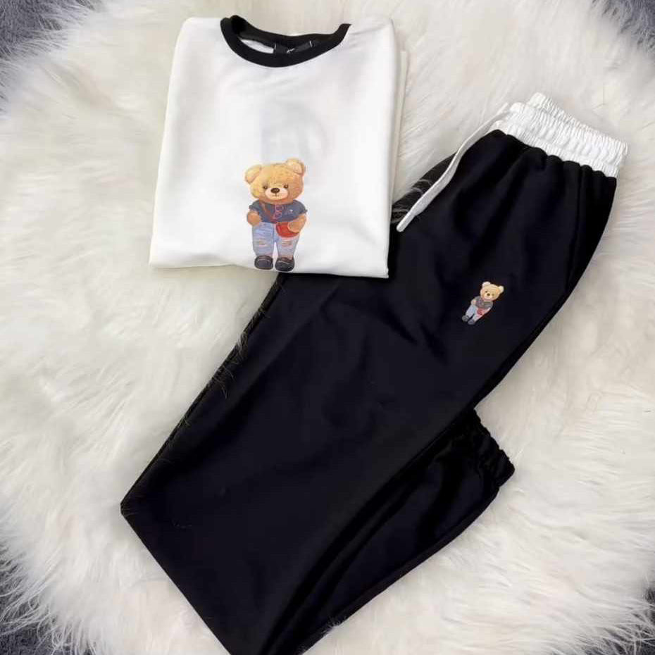 Bear Going Drop-Shoulder Style 2-Pcs Summer Dry-Fit Tracksuit For Her. WSTS-03 Secondary image