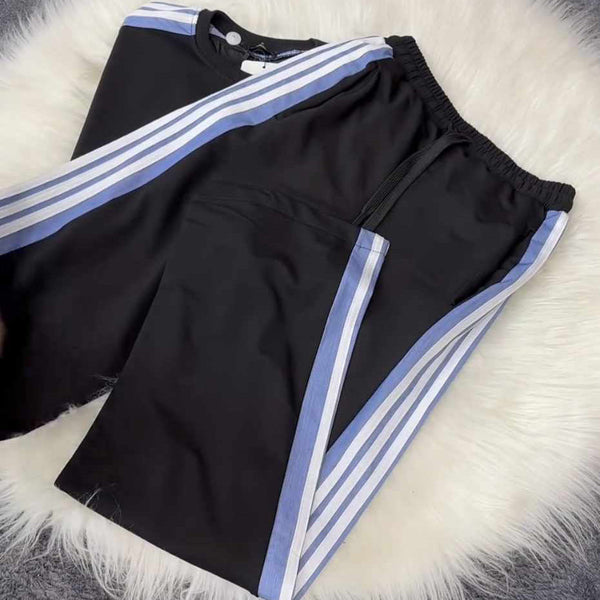 Drop-Shoulder Stripe Style 2-Pcs Summer Dry-Fit Tracksuit For Her. WSTS-04