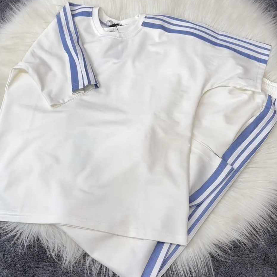 Drop-Shoulder Stripe Style 2-Pcs Summer Dry-Fit Tracksuit For Her. WSTS-04
